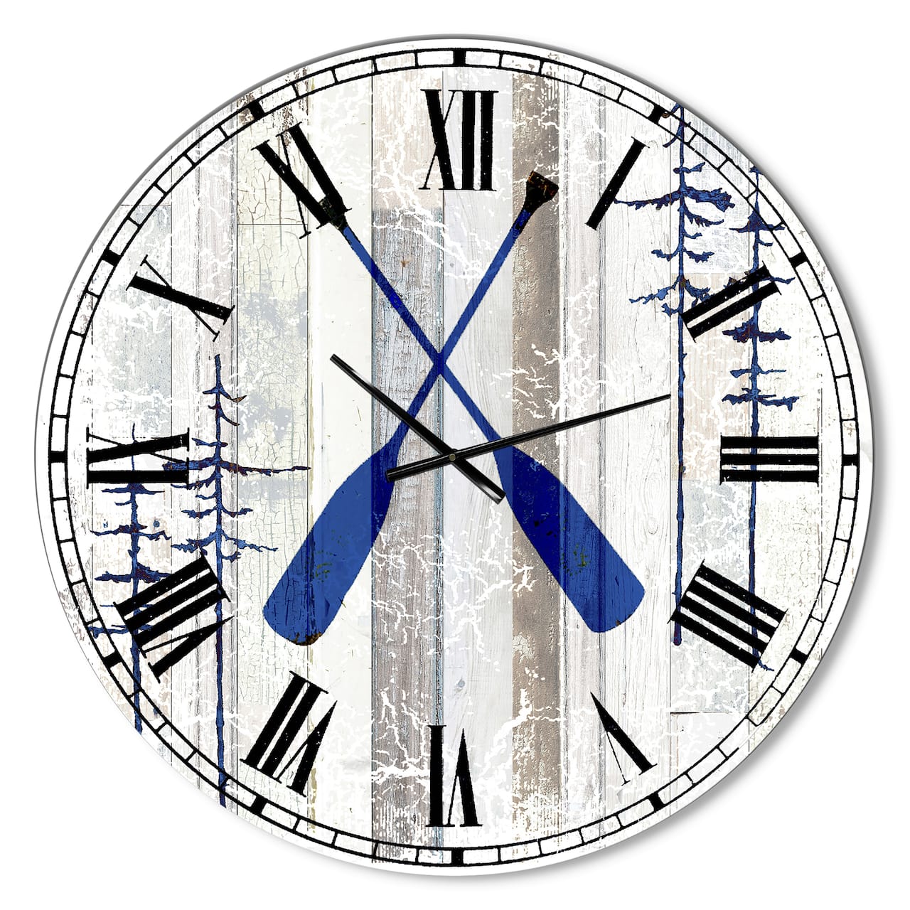 Designart 'The Blue Moose - Oars Oversized Cottage Wall Clock